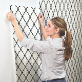 Modern Trellis Black Wallpaper with Geometric Lattice Pattern, Prepasted Sure Strip - York YS9100