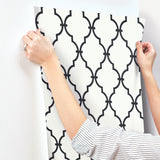 Modern Trellis Black Wallpaper with Geometric Lattice Pattern, Prepasted Sure Strip - York YS9100