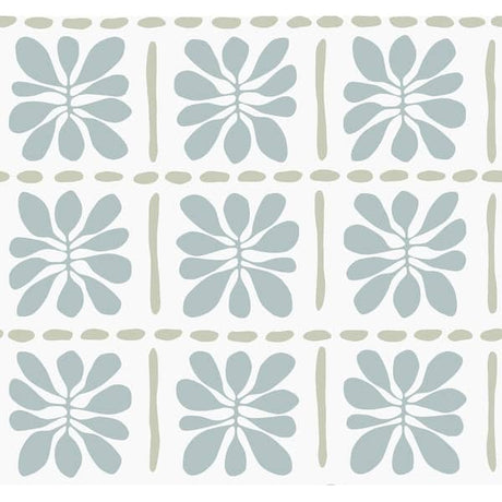 York Wallcoverings Mimosa Fleur Mineral Wallpaper roll and pattern in blue and sage