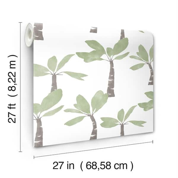 Painted Oasis Leaf Green by York Wallcoverings Tropical Wallpaper – York Wallcoverings ZM2839