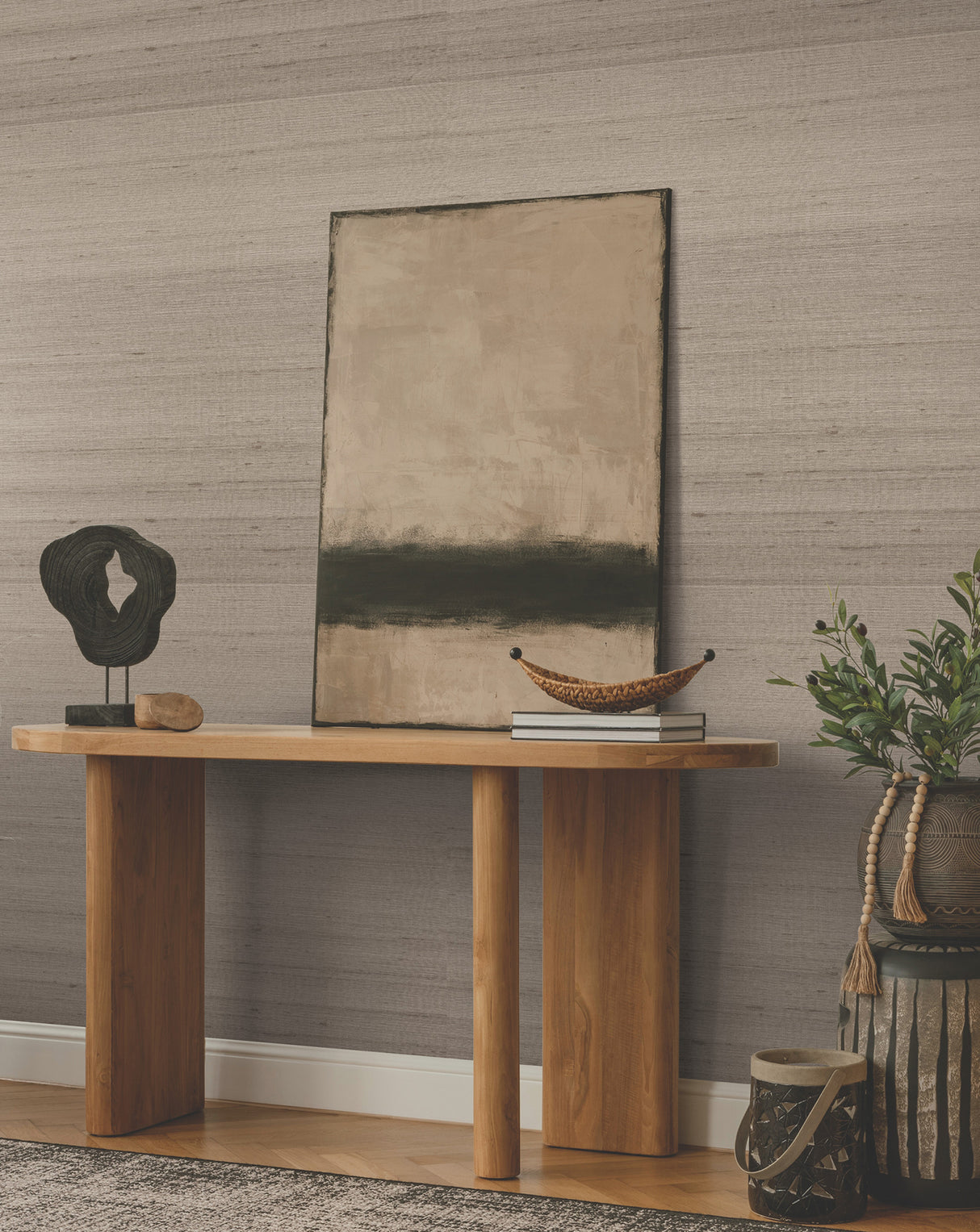 Saori Taupe by Ronald Redding Silk Specialty Wallpaper – York Designer Series ZA8004