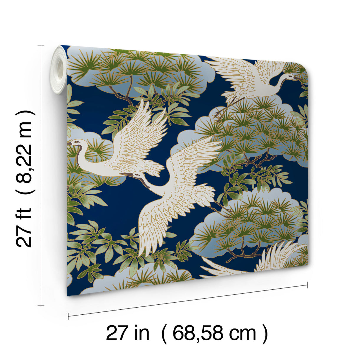 Sprig & Heron Navy by Ronald Redding Botanical Wallpaper – York Designer Series ZA8007