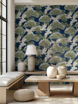 Sprig & Heron Navy by Ronald Redding Botanical Wallpaper – York Designer Series ZA8007