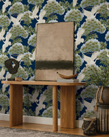 Sprig & Heron Navy by Ronald Redding Botanical Wallpaper – York Designer Series ZA8007
