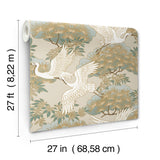 Sprig & Heron Beige by Ronald Redding Botanical Wallpaper- York Designer Series ZA8009