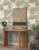 Sprig & Heron Beige by Ronald Redding Botanical Wallpaper- York Designer Series ZA8009