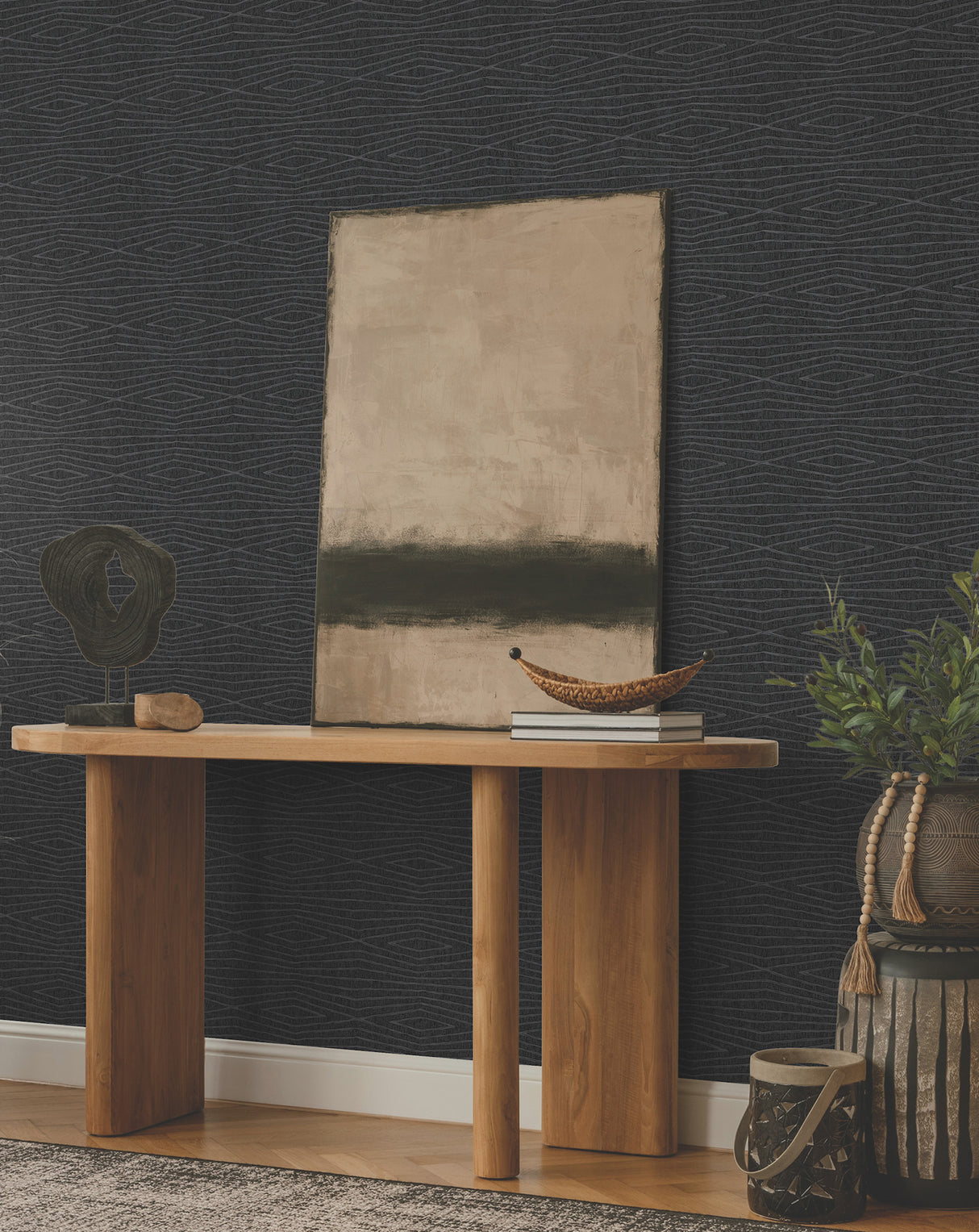 Daystone Black by Ronald Redding Geometric Wallpaper – York Designer Series ZA8013