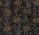 French Marigold Black and Gold Metallic Botanical Floral Wallpaper by Ronald Redding - ZA8017