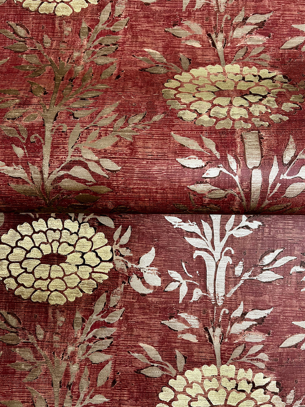 French Marigold Red & Gold by Ronald Redding Floral Wallpaper – York Designer Series ZA8019