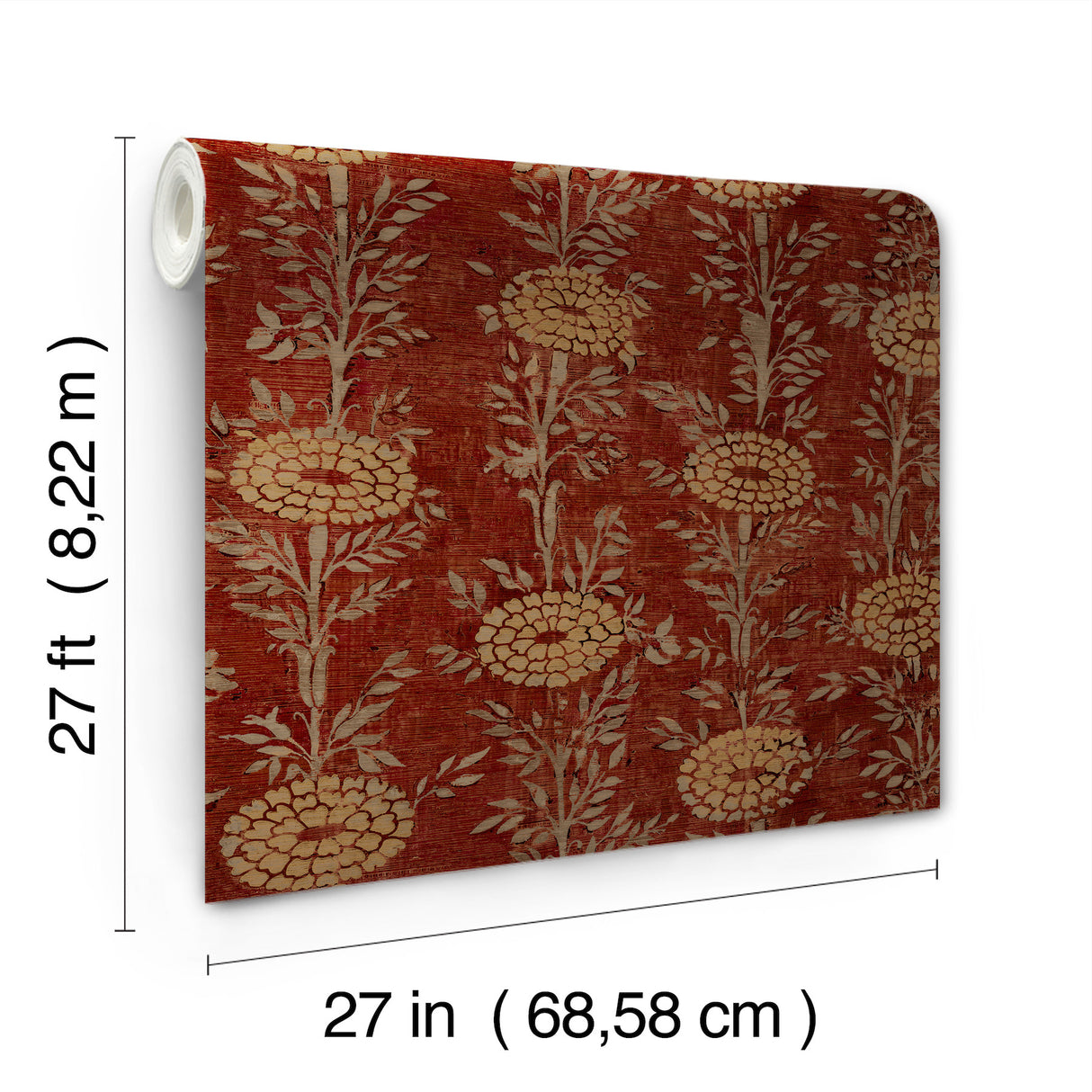 French Marigold Red & Gold by Ronald Redding Floral Wallpaper – York Designer Series ZA8019