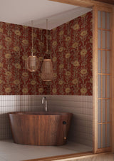 French Marigold Red & Gold by Ronald Redding Floral Wallpaper – York Designer Series ZA8019