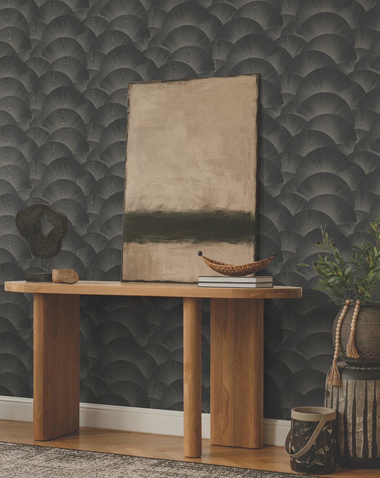 Morning Shell Black & Grey by Ronald Redding Geometric Wallpaper- York Designer Series ZA8022