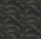 Morning Shell Black & Grey wallpaper swatch with layered fan scallops