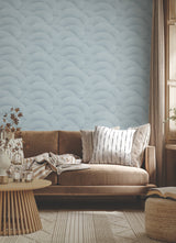 Morning Shell Blue by Ronald Redding Geometric Scallop Wallpaper – York Designer Series ZA8025