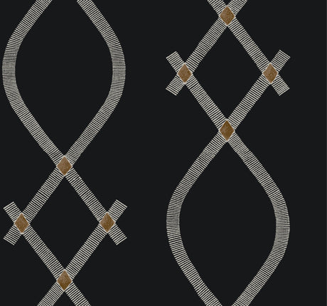 Ellena Black geometric ogee wallpaper ZA8031