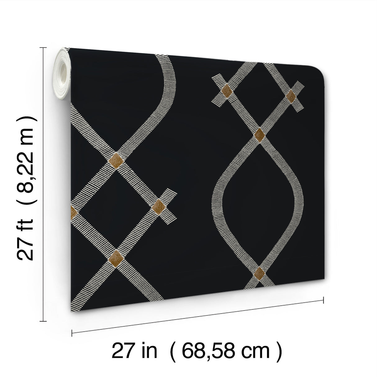 Ellena Black by Ronald Redding Geometric Metallic Wallpaper – York Designer Series ZA8031