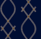 Ellena Navy geometric ogee wallpaper by Ronald Redding, ZA8032