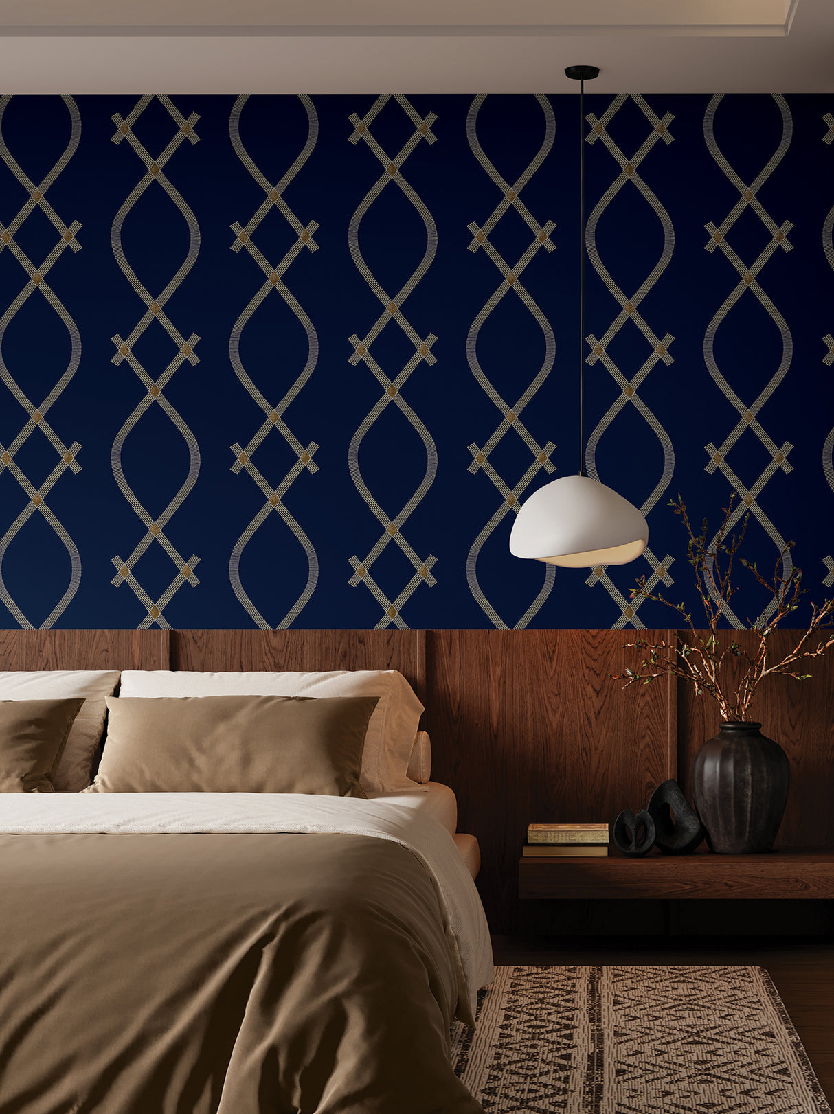 Ellena Navy by Ronald Redding Geometric Wallpaper- York Designer Series ZA8032