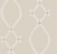 Ellena Light Grey geometric ogee wallpaper by Ronald Redding, 27 in x 27 ft roll