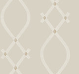 Ellena Light Grey geometric ogee wallpaper by Ronald Redding, 27 in x 27 ft roll