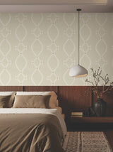 Ellena Beige by Ronald Redding Geometric Ogee Non Woven Wallpaper- York Designer Series ZA8034