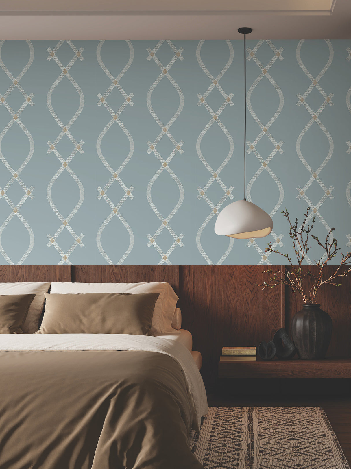 Ellena Blue by Ronald Redding Geometric Wallpaper – York Designer Series ZA8035