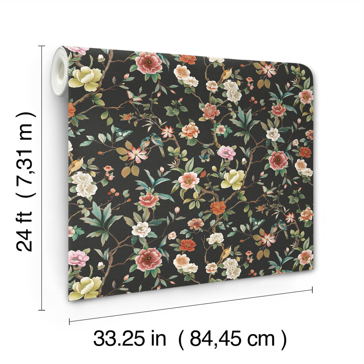 Kimora's Garden Black by Ronald Redding Floral Wallpaper – York Designer Series ZA8038