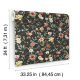 Kimora's Garden Black by Ronald Redding Floral Wallpaper – York Designer Series ZA8038