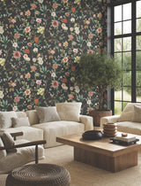Kimora's Garden Black by Ronald Redding Floral Wallpaper – York Designer Series ZA8038