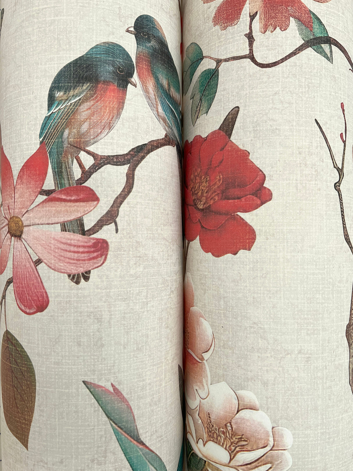 Kimora's Garden Ivory by Ronald Redding Floral & Bird Sidewall Wallpaper – York Designer Series ZA8039