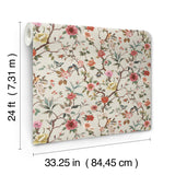 Kimora's Garden Ivory by Ronald Redding Floral & Bird Sidewall Wallpaper – York Designer Series ZA8039
