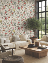 Kimora's Garden Ivory by Ronald Redding Floral & Bird Sidewall Wallpaper – York Designer Series ZA8039