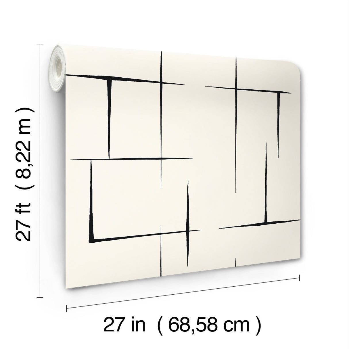 Malia Black & White Wallpaper by Ronald Redding Tea Garden II Modern Geometric Hatchwork Design - ZA8051