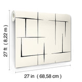 Malia Black & White Wallpaper by Ronald Redding Tea Garden II Modern Geometric Hatchwork Design - ZA8051
