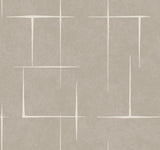 Malia White and Taupe Geometric Hatchwork Wallpaper by Ronald Redding - ZA8052