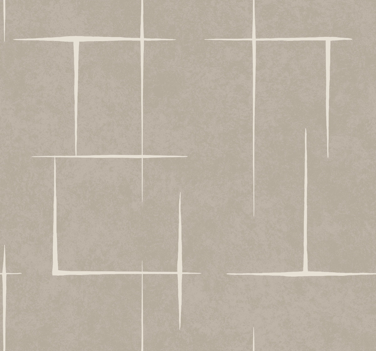 Malia White and Taupe Geometric Hatchwork Wallpaper by Ronald Redding - ZA8052