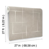Malia White and Taupe Modern Geometric Hatchwork Unpasted Strippable Non Woven Wallpaper by Ronald Redding Tea Garden II - ZA8052