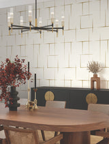 Malia Gold and White by Ronald Redding Hand-Drawn Geometric Metallic Hatchwork Modern Non Woven Unpasted Wallpaper from Tea Garden II - ZA8053