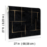 Malia Gold and Black by Ronald Redding Modern Geometric Metallic Hatchwork Non Woven Wallpaper from Tea Garden II Collection - ZA8054