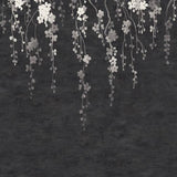 Sakura Blooms Black wall mural with cascading floral branches
