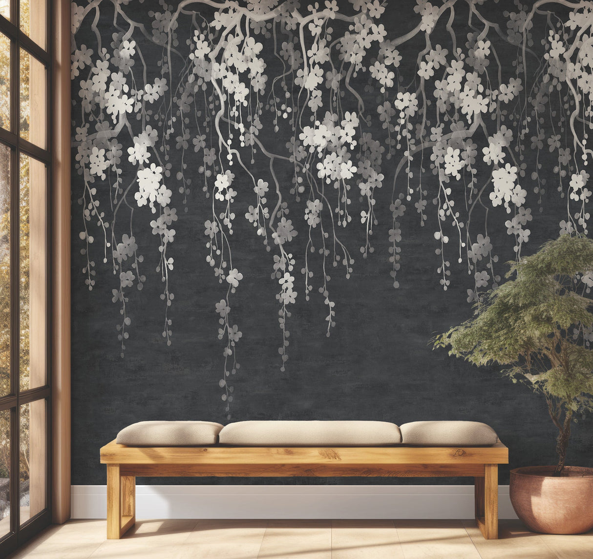 Sakura Blooms Black by Ronald Redding Wall Mural – York Designer Series ZA8058M