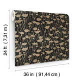 Shimmering Poppies Black & Gold by Ronald Redding Floral Wallpaper- York Designer Series ZA8066
