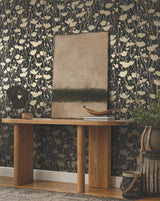 Shimmering Poppies Black & Gold by Ronald Redding Floral Wallpaper- York Designer Series ZA8066