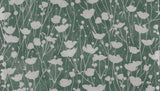 Shimmering Poppies Green & Silver Wallpaper by Ronald Redding