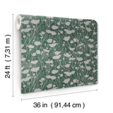 Shimmering Poppies Green & Silver by Ronald Redding Wallpaper – York Designer Series ZA8068