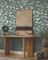 Shimmering Poppies Green & Silver by Ronald Redding Wallpaper – York Designer Series ZA8068