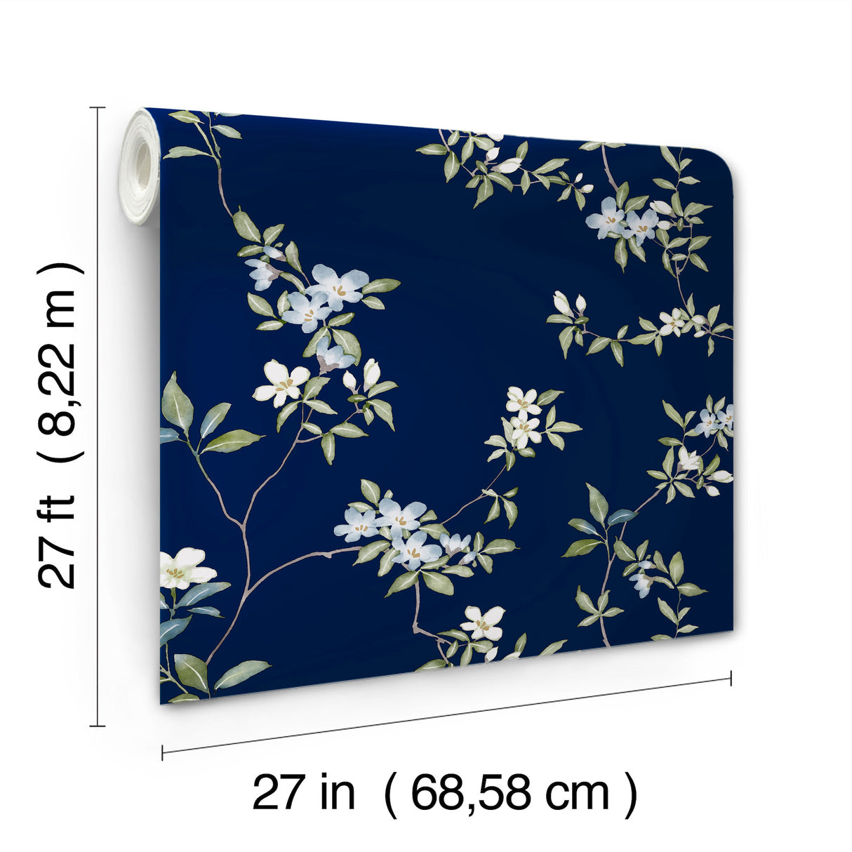 April Blossom Navy by Ronald Redding Floral Wallpaper – York Designer Series ZA8071