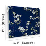 April Blossom Navy by Ronald Redding Floral Wallpaper – York Designer Series ZA8071
