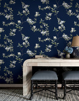 April Blossom Navy by Ronald Redding Floral Wallpaper – York Designer Series ZA8071