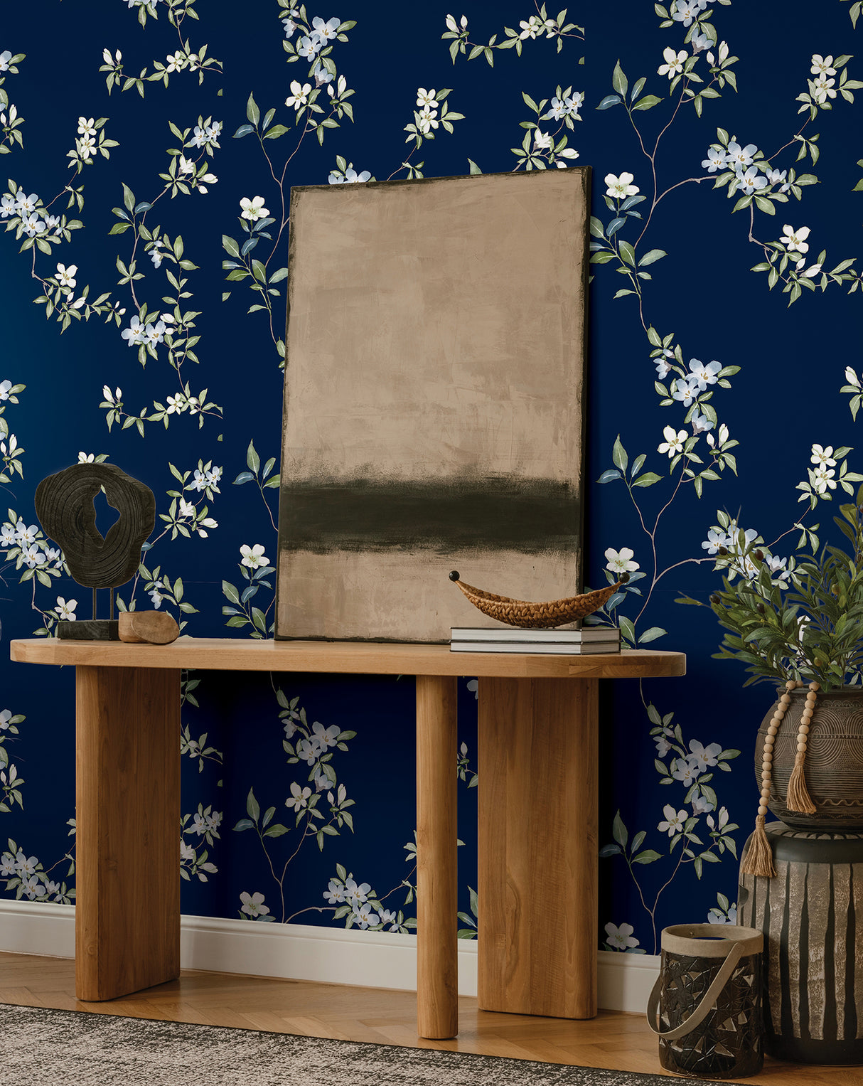 April Blossom Navy by Ronald Redding Floral Wallpaper – York Designer Series ZA8071
